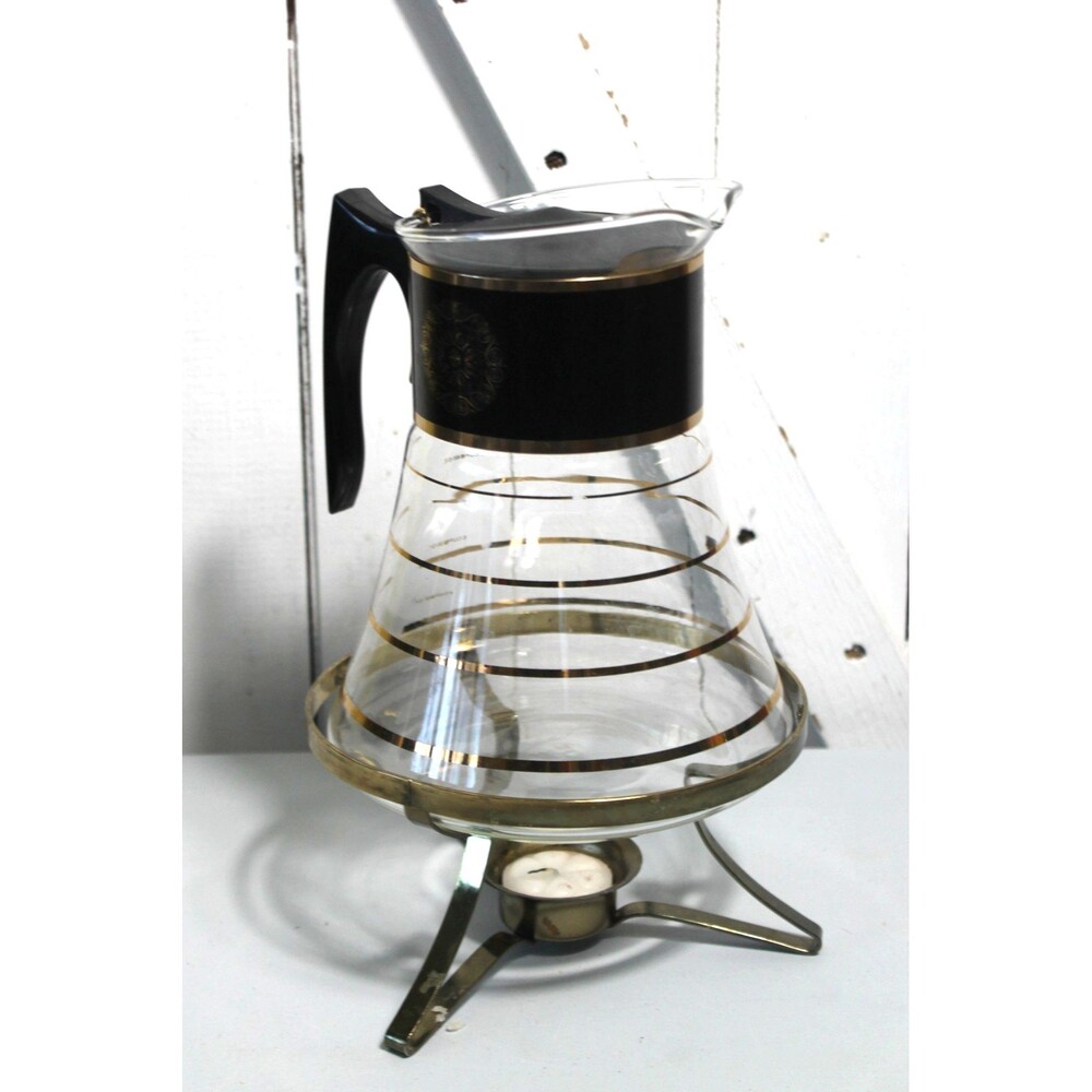 DAVID DOUGLAS Flameware Glass Coffee Pot Carafe, Warmer w/ Metal Stand